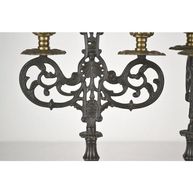 1970s Blackened Brass Candlesticks - A Pair For Sale - Image 5 of 8