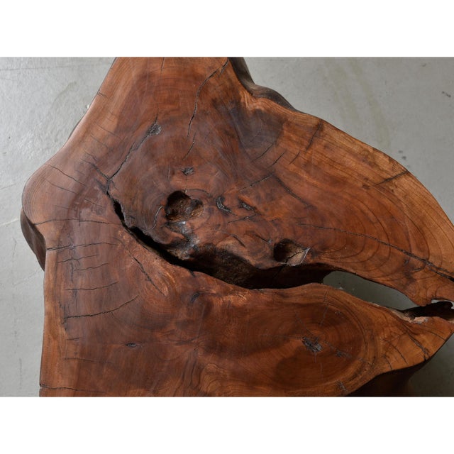 Coffee Sculptural Organic Modern Solid Wood Side Table For Sale - Image 8 of 9