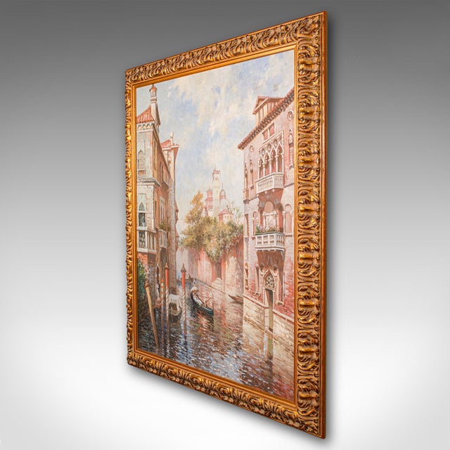 Mid-Century Modern 1980's Large Vintage Venetian Painting For Sale - Image 3 of 9