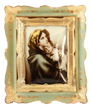 Italian Glass Print of Madonna Del Riposo, 1940s