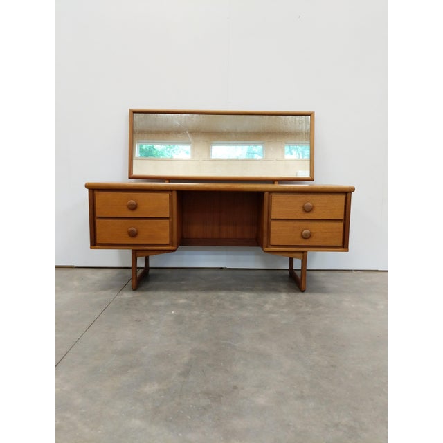 Mid-Century Modern Vintage Mid Century Modern Teak Vanity Desk For Sale - Image 3 of 7