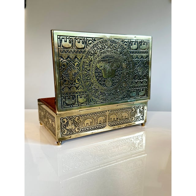 Brass Jewelry Box with Cedar Wood and Asian Motifs, Germany, 1950s For Sale - Image 6 of 18