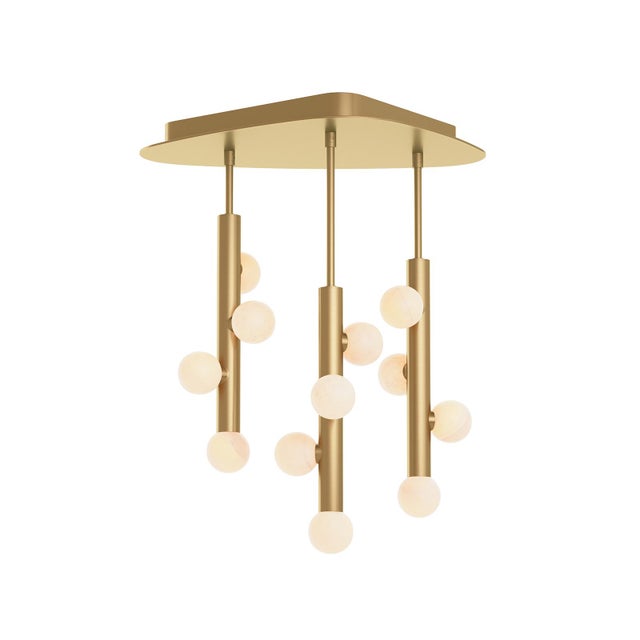 Rhoads Chandelier, Alabaster/Natural Brass For Sale - Image 9 of 9