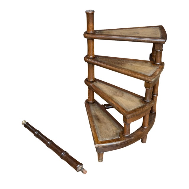Wood Library Stair Steps of Mahogany and Leather in the Regency Style From England For Sale - Image 7 of 8