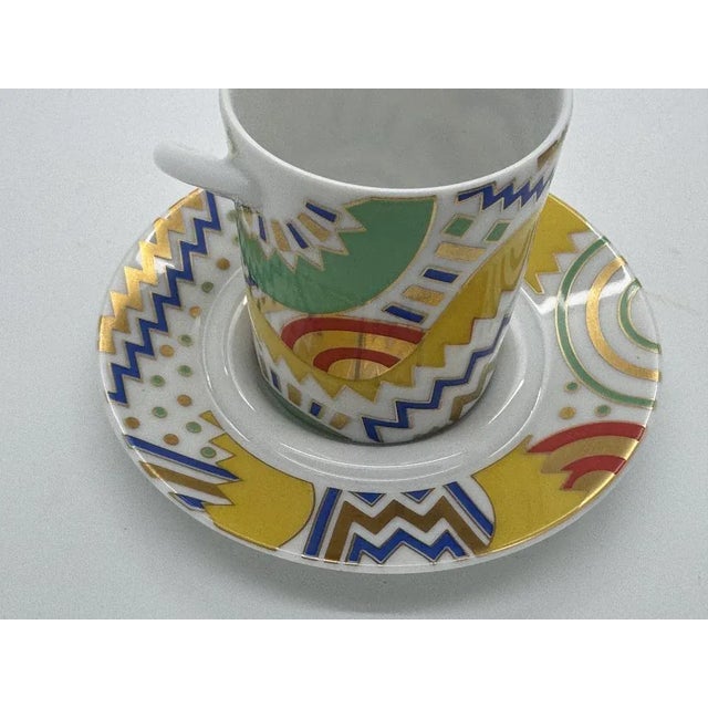 Postmodern Espresso Collection Cup and Saucer by Laura Fiume for Rosenthal Studio-Linie, 1990s, Set of 2 For Sale - Image 3 of 6