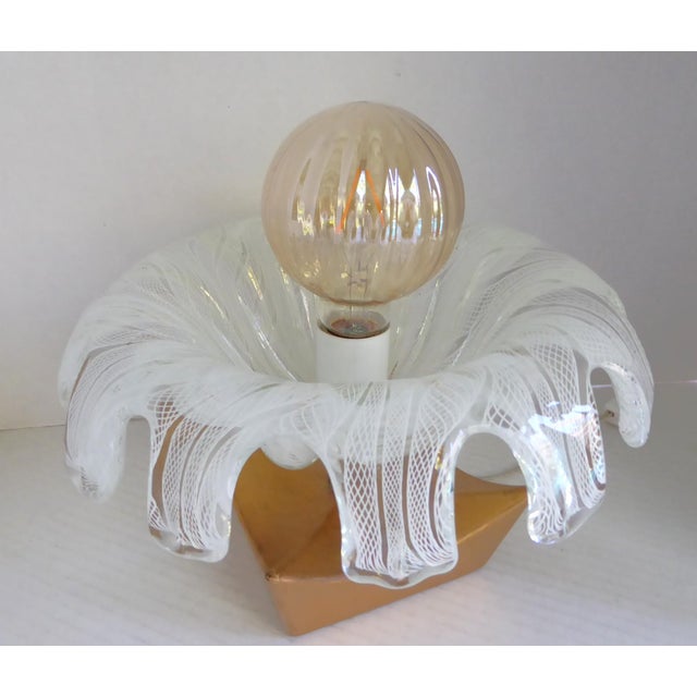 Unusual Mid Century Modern Murano Glass Table / Shelf Lamp Latticino Technique 1950s For Sale - Image 14 of 16