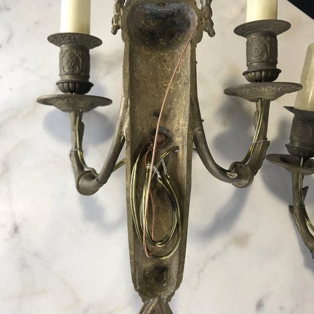 Pair Early 20th Century French Bronze Sconces For Sale - Image 11 of 11