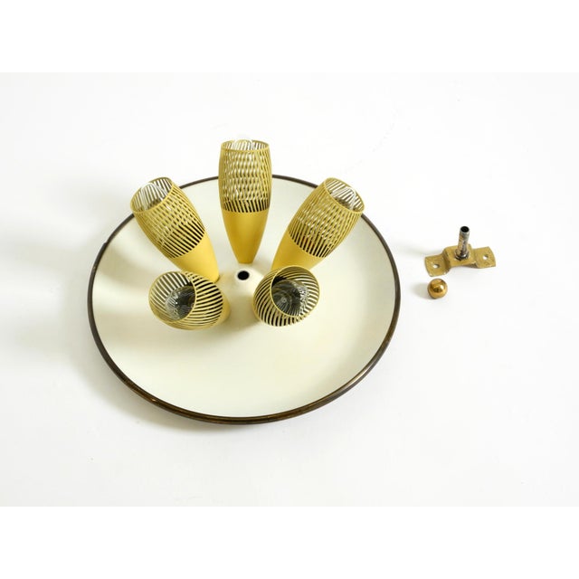 Mid-Century Modern Metal Bag Ceiling Lamp with Round White Reflector, 1950s For Sale - Image 15 of 18