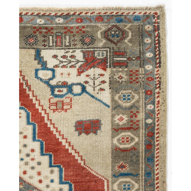 Textile Vintage Circa 1940 Turkish Oushak Area Rug 2ft 11in X 3ft 9in For Sale - Image 7 of 7