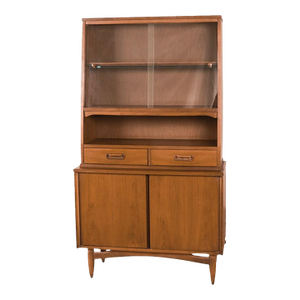 1960s Mid-Century Walnut China Cabinet Buffet Hutch