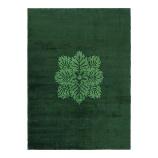 Vintage Zeki Müren Rug With Green Floral Medallion, From Rug & Kilim For Sale