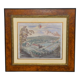Antique Hand Colored Architectural Print Flaxley by Johannes Kip - Trowbridge Collection For Sale