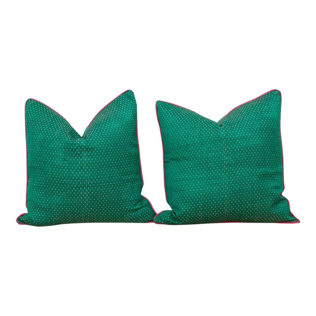 Pair of Aran Dotted Ahir Handloom Pillow For Sale