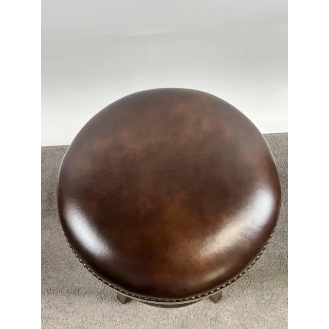 Vintage Traditional Style Frontgate Studded Leather Swivel Stool, a Set of 3 For Sale - Image 14 of 16
