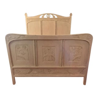 20th Century Art Nouveau Buttercream Full Size Bedframe For Sale