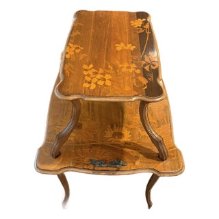 Late 19th Century Emile Galle Two Tier Art Nouveau Walnut Table For Sale