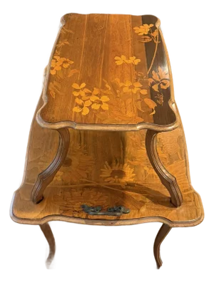 Late 19th Century Emile Galle Two Tier Art Nouveau Walnut Table