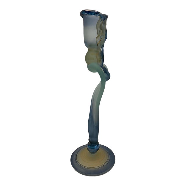 Crystal De Bayel Bacchus Erte Elite Etched Art Glass Trumpet Vase For Sale