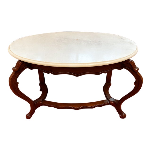 Vintage Weiman Marble-Top Coffee Table — French Provincial Style (1972) For Sale