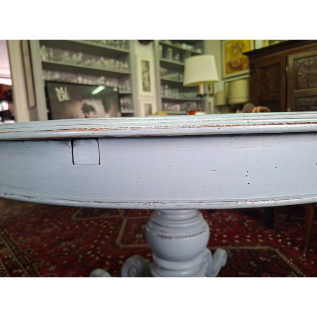 Vintage Round Table Lacquered in Sky Blue, 1960s For Sale - Image 9 of 11