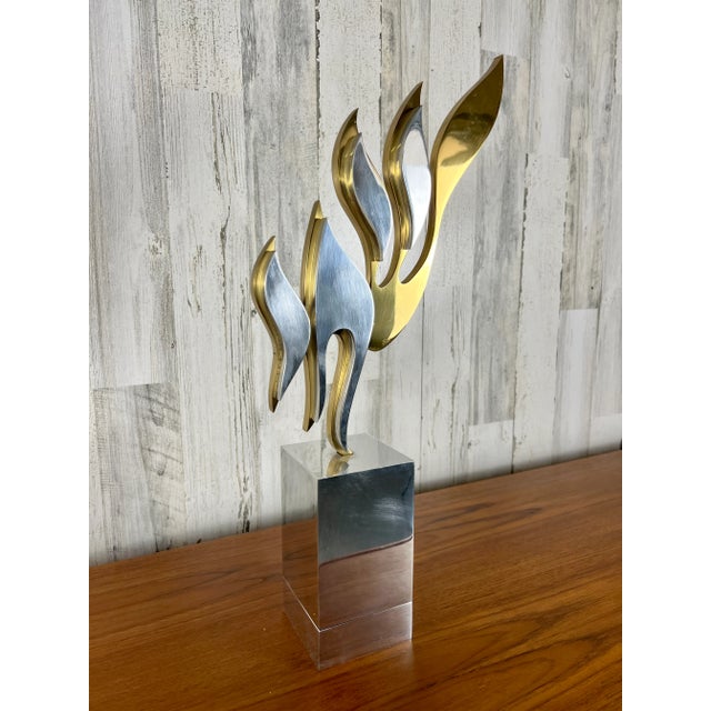 Modern 1980's Aluminum and Brass Sculpture by Michel For Sale - Image 3 of 13