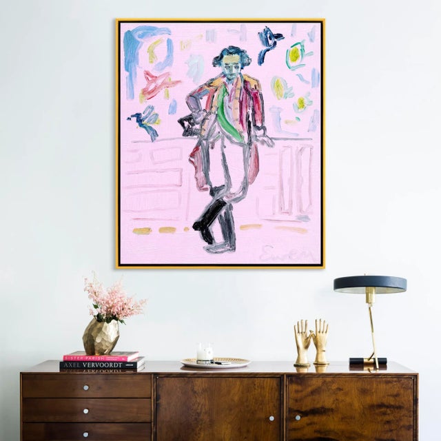 Contemporary George Washington Backstage by Anne-Louise Ewen in Gold Frame, Small Textured Art Print For Sale - Image 3 of 4