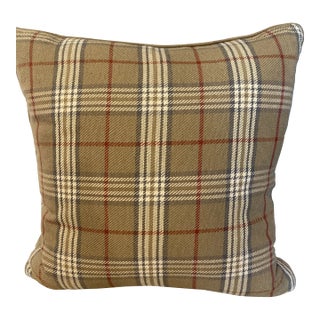 Daniel & Stuart Art Studio Plaid Pillow Cover With Suede Welt For Sale