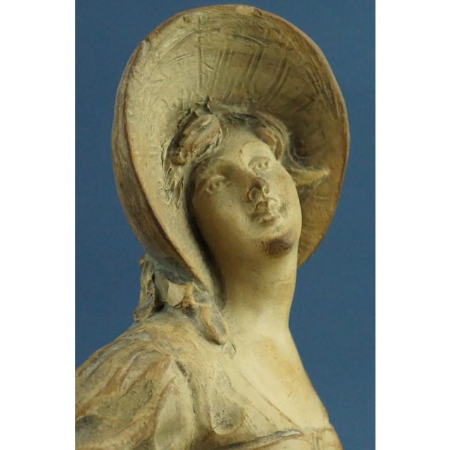 20th Century Terracotta Sculpture of Lady in 18th Century Clothes with a Basket of Flowers by G. Launeck, Austria, Early 1900s For Sale - Image 12 of 18