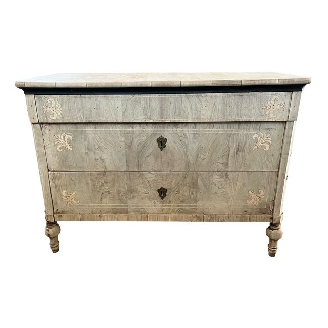 19th Century Carlo X Italian Bleached Walnut Chest of Drawers For Sale