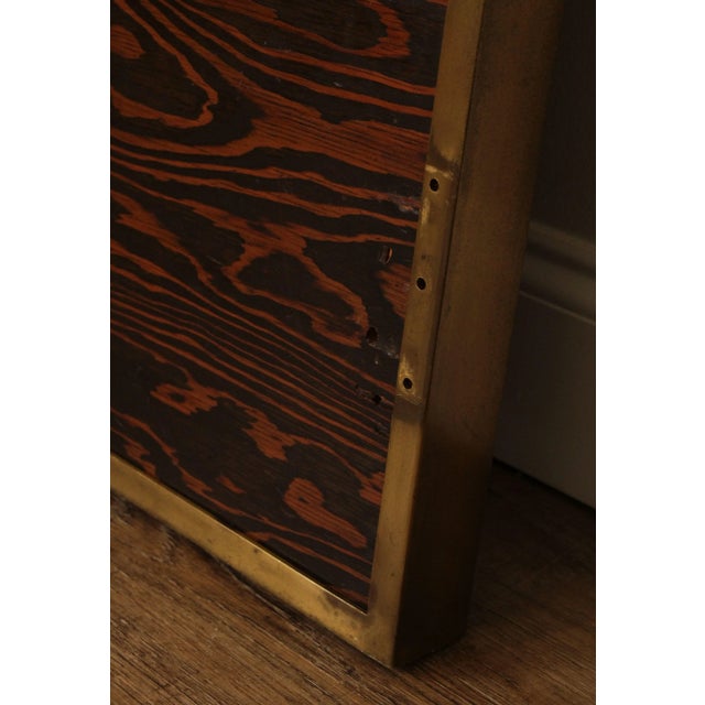 Paul McCobb Mid Century Modern Brass Frame Mahogany Full Headboard For Sale - Image 10 of 13