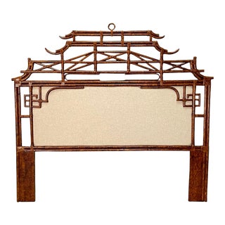 Rattan Tortoise Shell Pagoda King Headboard For Sale