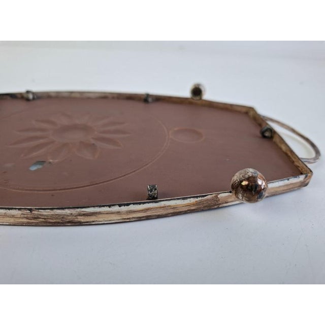 1930s Vintage Art Deco Mirrored Glass Serving Tray with Floral Motif, Central Europe, 1930 For Sale - Image 5 of 16