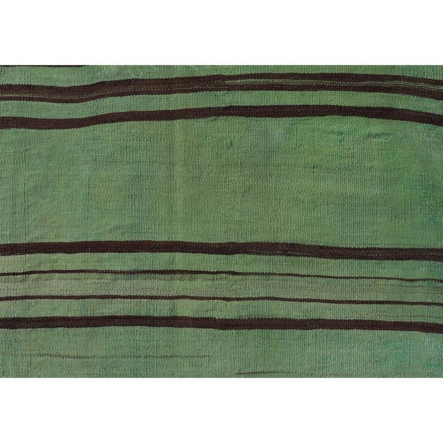 Vibrant Vintage Turkish Kilim Runner With Green and Brown Stripes 2'9 X 12'1 For Sale In Atlanta - Image 6 of 10