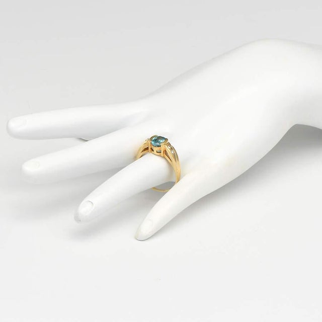 1990s 18KY Zircon(1.40) & Diamond(0.08) Ring, size 9.5 For Sale - Image 5 of 5