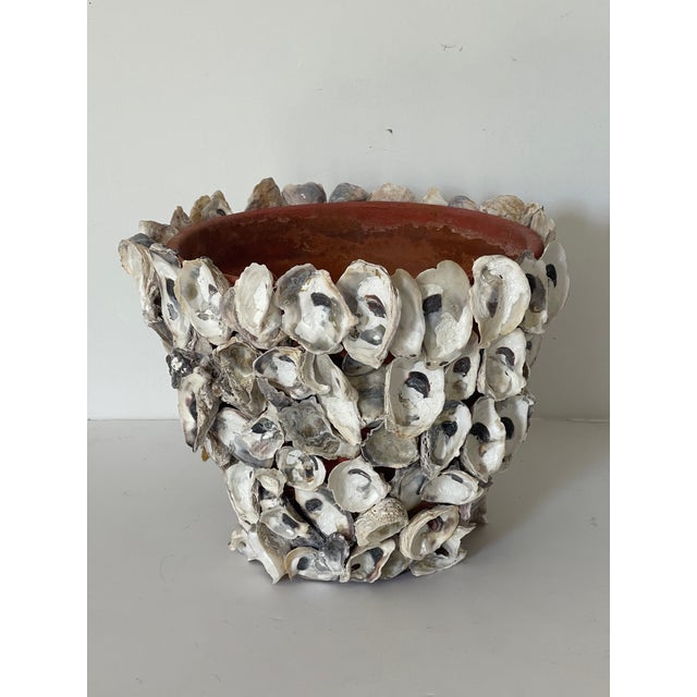 Coastal 1970s Oyster Shell Grotto Terracotta Planter For Sale - Image 3 of 5