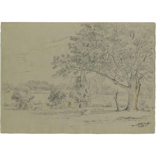An original 1839 graphite drawing, Monro, Ruins of the Old Quarr Abbey, Ryde, Isle of Wight.A fine large graphite drawing...
