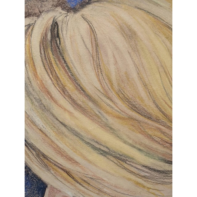 Vintage 1980s Modern Pastel Portrait Signed For Sale In Charlotte - Image 6 of 10