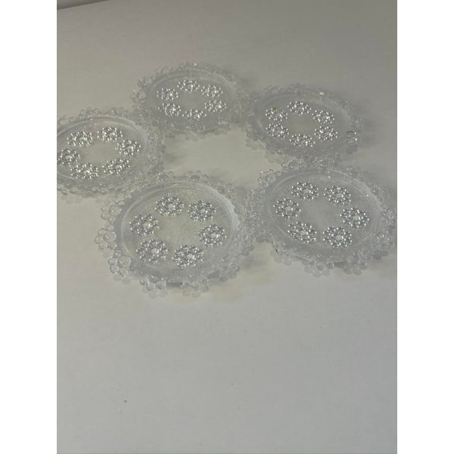 1970s Masserini Barocco "Bubble Lace" Clear Glass Coasters, Made in Italy, Set of 5 For Sale - Image 9 of 9