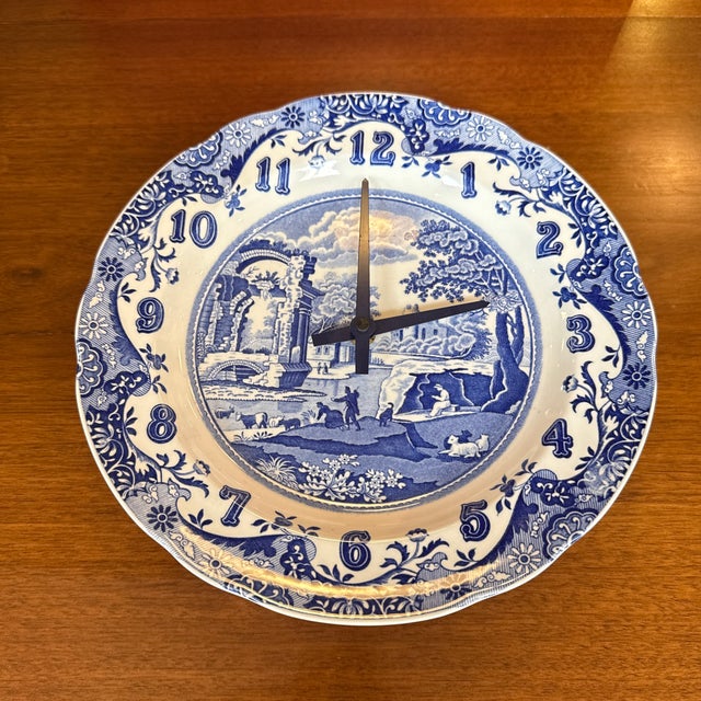 Late 20th Century Spode Italian Porcelain Plate Wall Clock, Vintage For Sale - Image 5 of 12