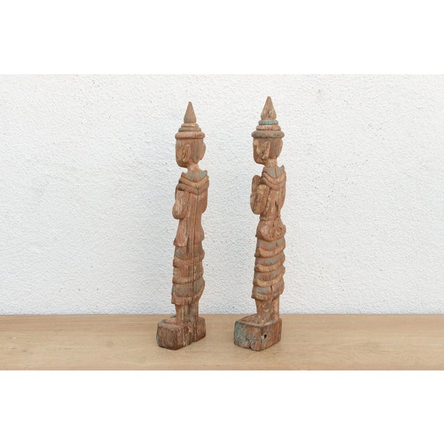 19th Century Pair of Antique Painted Wood Folk Figures For Sale - Image 5 of 10