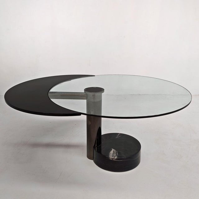 Glass Extendable Round Glass Table Moon attributed to Mario Mazzer for Zanette, 1980s For Sale - Image 7 of 18