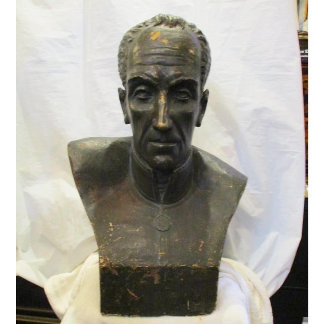 Vintage Plaster Bust Simon Bolivar by Nichola Veloz For Sale - Image 9 of 9