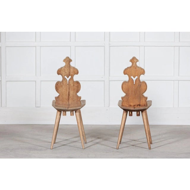Wood Set of 19th Century Swiss Elm Hall Chairs, 1890s For Sale - Image 7 of 12