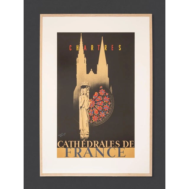 Original vintage travel poster from the 1930s. Period artwork by designer robert alexandre depicting a rose window,...