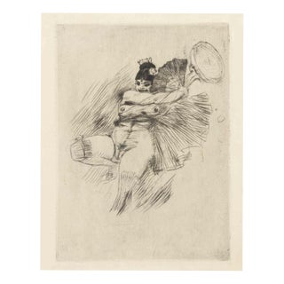Félicien Rops, Nude, Pearl of Alabaceyn (Or Spain of the Schoolboys), 1880s, Etching For Sale