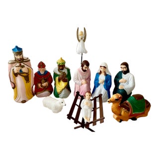 Vintage Empire Blow Mold Nativity Set 11 Piece Lighted Christmas Holiday Decor Outdoor or Indoor Use For Sale