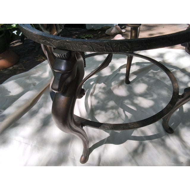 Hollywood Regency Mint Condition Vintage Hollywood Regency/Neoclassical Brass Pegasus Side Table – 28" Round, Original Glass, Maison Jansen / LaBarges Styles For Sale - Image 3 of 12