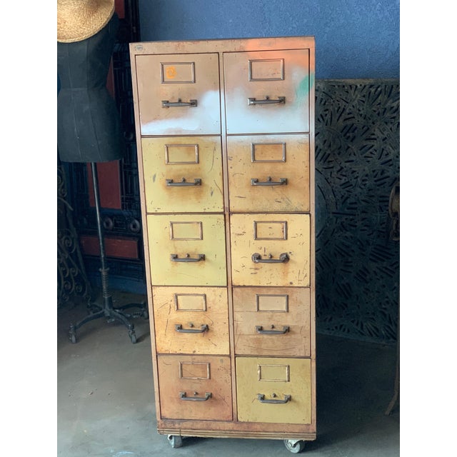 Vintage Industrial Rolling 10Drawer Metal File Chairish