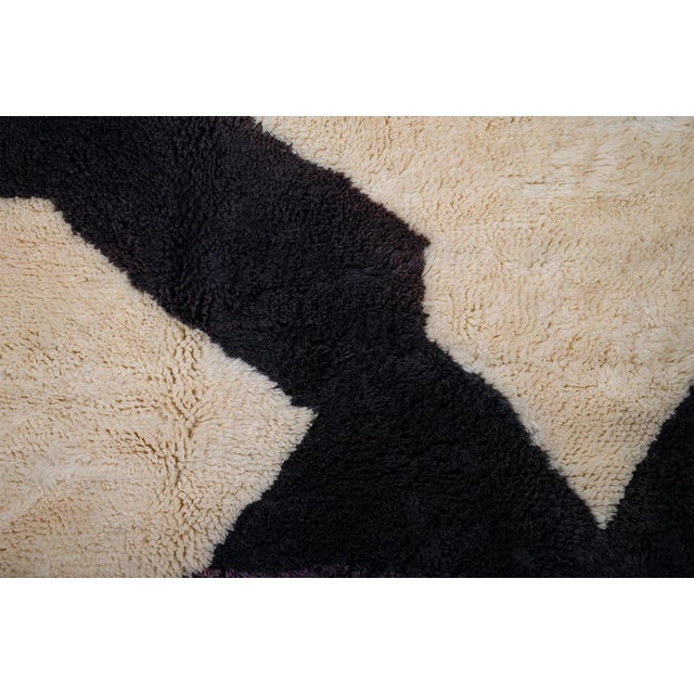 Abstract Silhouette Hand-Knotted Moroccan Wool Rug | 9'9" X 7'2" | One of a Kind For Sale - Image 4 of 7