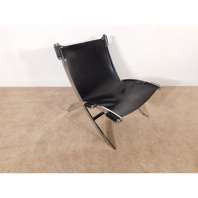 Modern Leather Scissor Chair by Antonio Citterio for Flexform Italia, Circa 1980s For Sale - Image 3 of 18